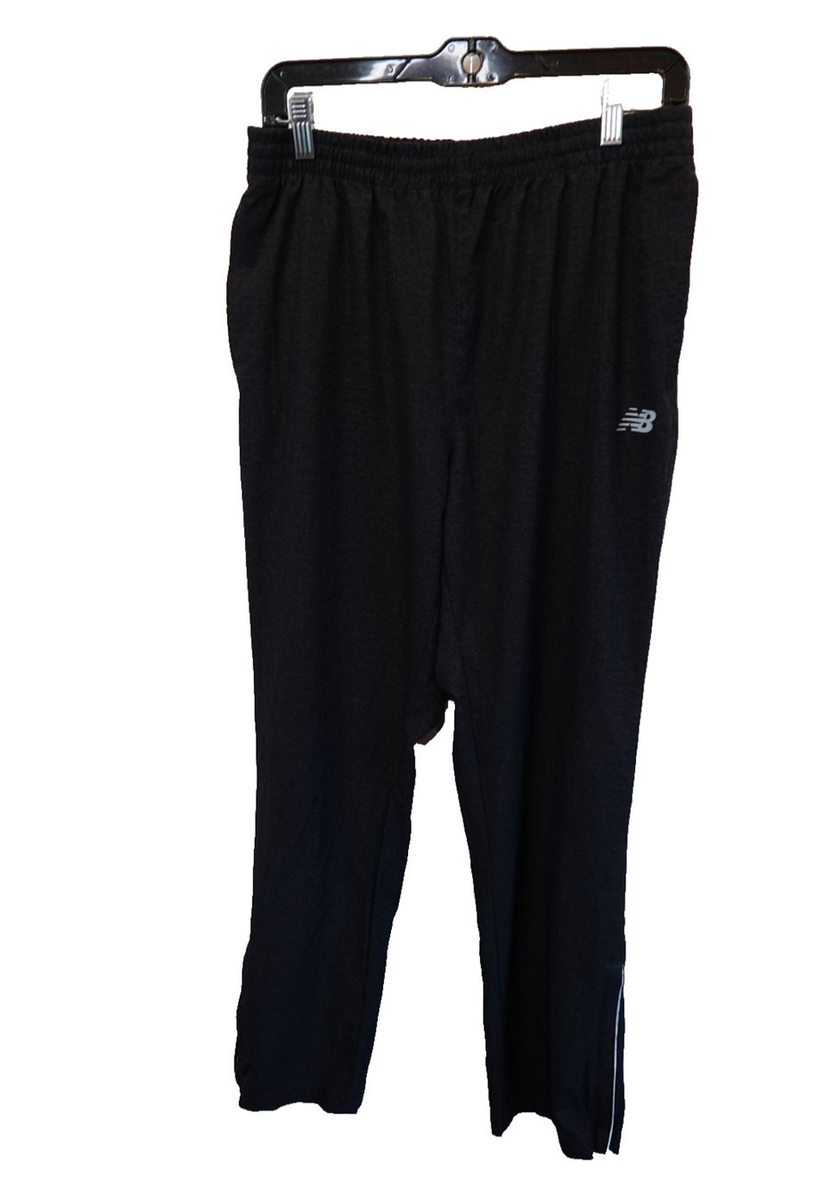 New Balance Athletic Pants Men Large Polyester Black Stretch Zip Ankle Running